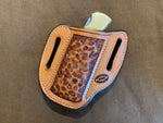 Gibson Hammered Leather Knife Sheath for the Buck 112 Light Mahogany Antique Right-hand carry.