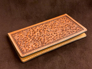 Gibson Mahogany Antiqued Checkbook Cover Wallet Hammered Pattern
