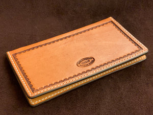 Gibson Mahogany Antiqued Checkbook Cover Wallet Hammered Pattern